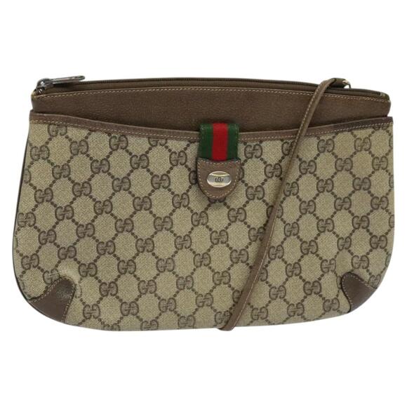 GUCCI GG Supreme Web Sherry Line Bag Pvc Beige Gold 39 02 026 - Picture 1 of 16